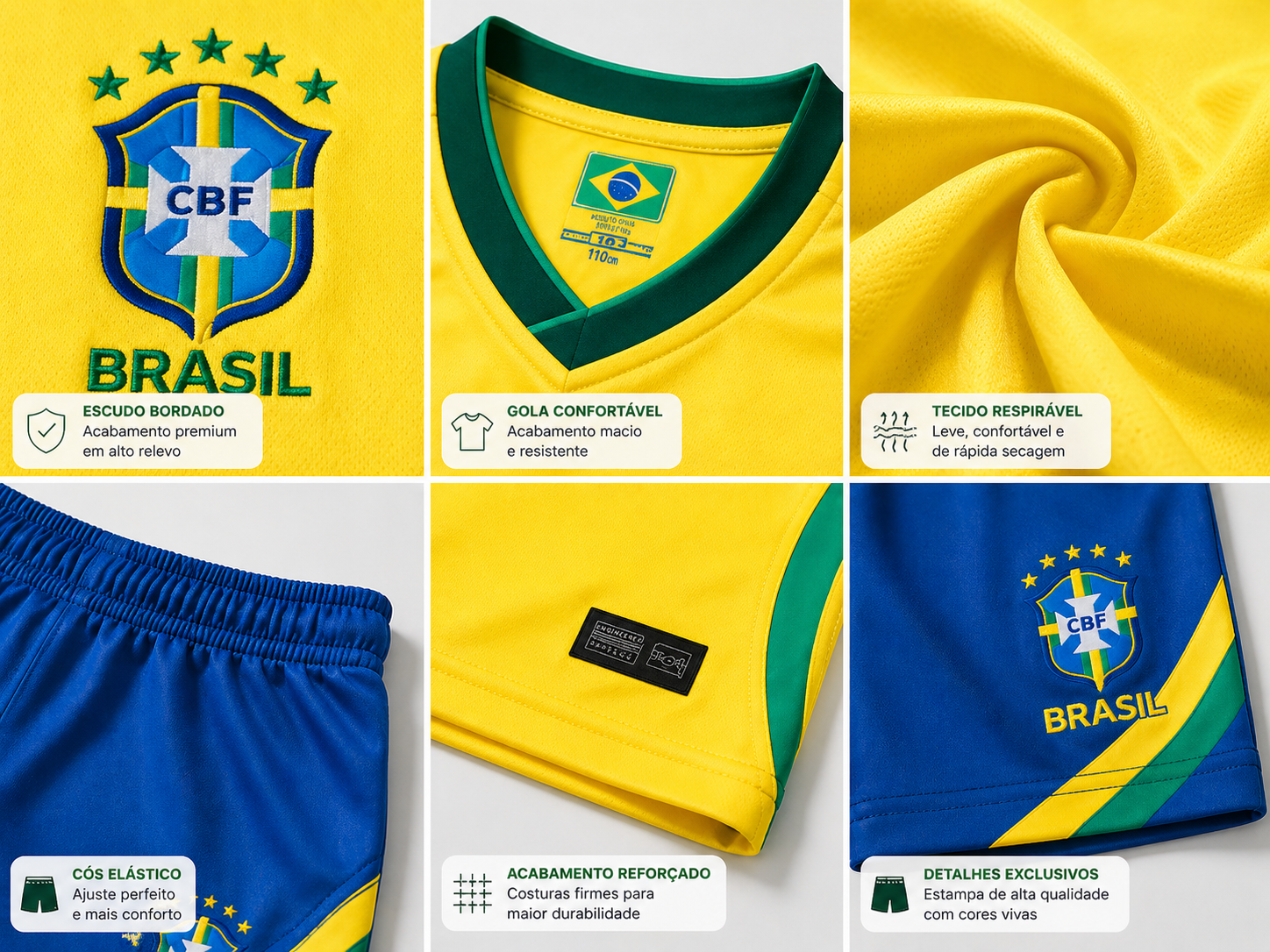 Conjunto Mini Canarinho 🇧🇷 Edição Torcedor Premium