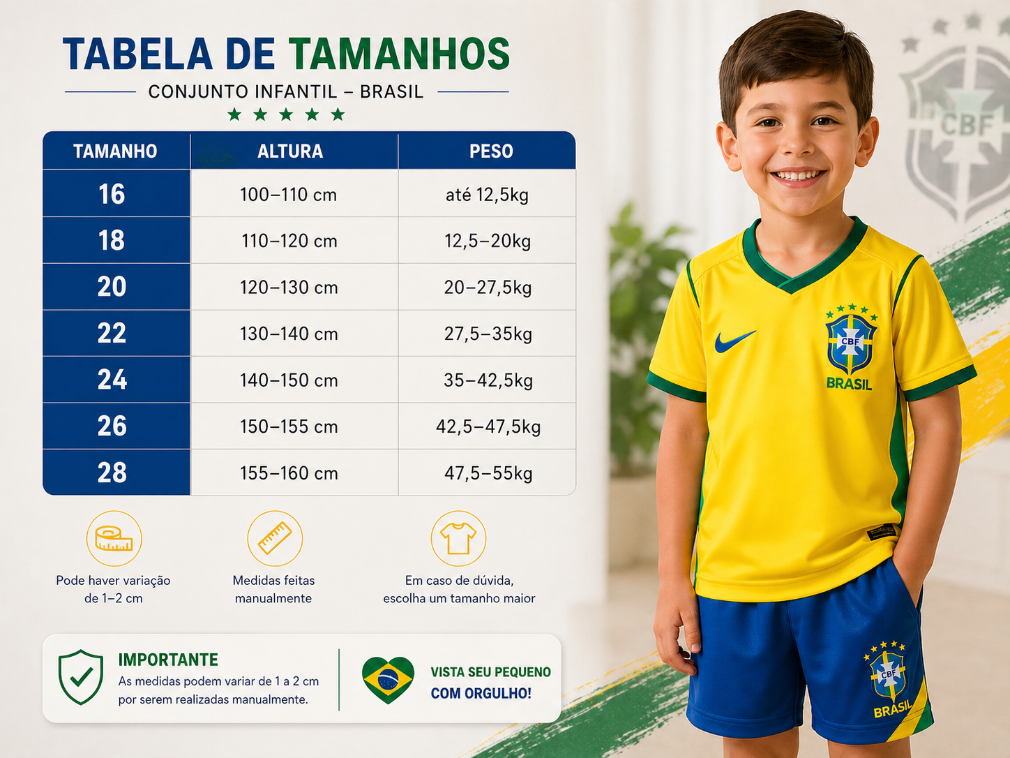 Conjunto Mini Canarinho 🇧🇷 Edição Torcedor Premium